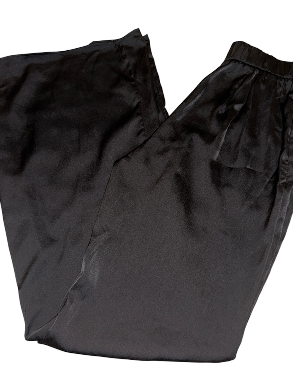 Mustard Seed Satin Black Wide Leg Flare Pants
